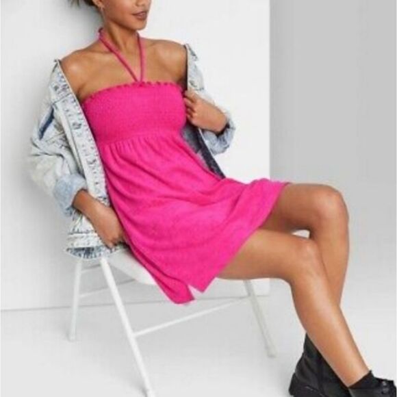 NWT Wild Fable Pink Terry Mini Dress - Picture 2 of 8